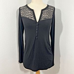 HM Top Womens S‎ Black Mama Henley Maternity Minimalist Preppy Y2K